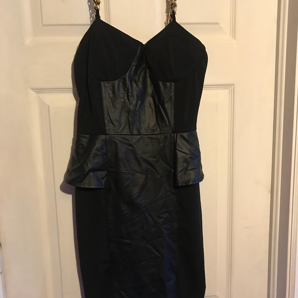 Sexy spandex/leather look mini dress